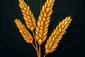 Wheat ear icon, featuring a playful cartoon style design with simplicity AI Generated photo