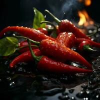 Smoldering chili pepper, adding spice to dishes For Social Media Post Size AI Generated photo