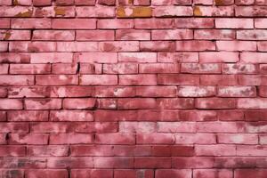 Distinctive pink brick wall textured with aged, shabby, cracked paint AI Generated photo