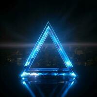 Blue neon triangle Elemental simplicity with a vibrant, modern edge For Social Media Post Size AI Generated photo