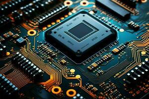 An aged electronics circuit board retains crucial technological components AI Generated photo