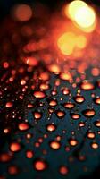 Nighttime ambiance Raindrops against the window, bathed in red lights Vertical Mobile Wallpaper AI Generated photo