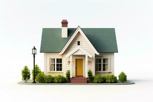 House with a chimney on a white background. 3d rendering Ai Generated photo