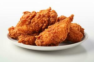 Fried chicken on a white background, close-up shot. AI Generated photo