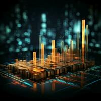 Financial statistics converge in bar graph and candlestick chart illustrating stock market For Social Media Post Size AI Generated photo