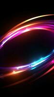 Semicircle in electrifying neon colors against a deep black background Vertical Mobile Wallpaper AI Generated photo
