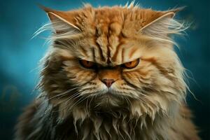 un enojado felinos descontento refleja un terrible día de desgracia ai generado foto