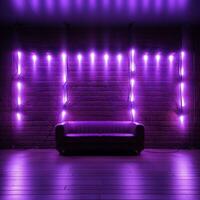 Vivid purple LED lamps on the wall provide a bright incandescent backdrop For Social Media Post Size AI Generated photo