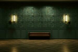 habitación visualización un 3d escena con pared luces, texturizado piso, y paredes ai generado foto