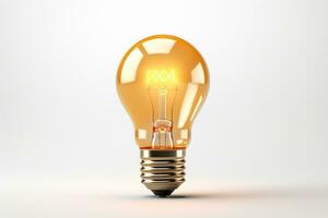 Glowing light bulb on a white background. 3D illustration. Ai Generated photo