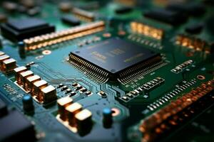 impreso circuito tablero tarjeta de circuito impreso un fundamental componente en moderno electrónica ai generado foto