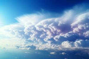 Blue cumulus clouds, an atmospheric marvel seldom seen in the sky AI Generated photo