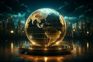 The world globe encapsulates the futures tech savvy, information rich cyberworld AI Generated photo