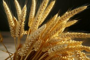 An up close, 3D wheat bundle resembling an artful wheat bouquet AI Generated photo