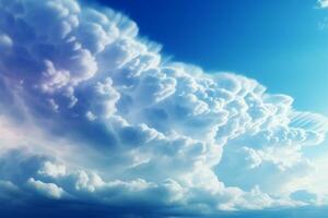 Incredible blue cumulus clouds, a meteorological wonder of nature AI Generated photo