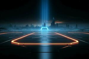 Modern abstract 3D rendering Futuristic horizon with a laser technology backdrop AI Generated photo