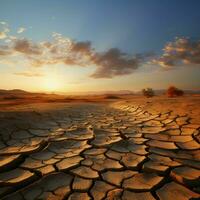 Climates mark Cracked desert land exposes harsh impact of changing environment For Social Media Post Size AI Generated photo