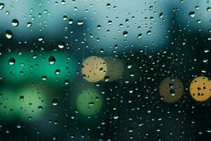 monzones belleza vaso ventana adornado con gotas de lluvia en el temporada ai generado foto
