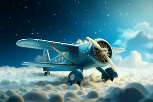 Celebrate a little aviator with this blue airplane themed background AI Generated photo