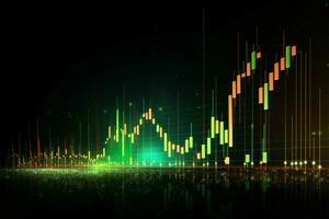 Stock market investment chart shows upward financial gains in green AI Generated photo