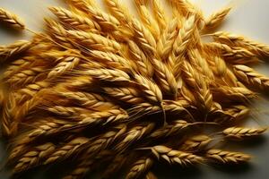 Piled wheat grains, creating a visual impression of plentiful harvest AI Generated photo