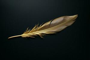 Black backdrop, a canvas for elegance with a golden feather AI Generated photo