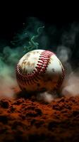 Contrasting baseball colors emerge through the haze of a smoky background Vertical Mobile Wallpaper AI Generated photo