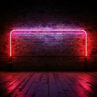 Nostalgic ambiance Neon square frames a vintage brick wall billboard For Social Media Post Size AI Generated photo