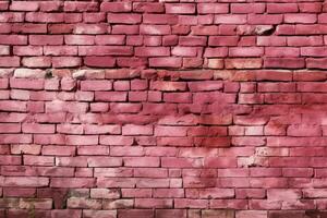 A striking background old, pink brick wall with cracked, shabby paint AI Generated photo