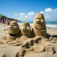 Seashore family Family Face symbol on sandy beach, offering ample copy space For Social Media Post Size AI Generated photo