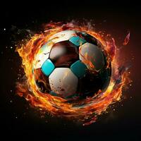 Dynamic soccer ball art, abstract design, sports poster centerpiece For Social Media Post Size AI Generated photo