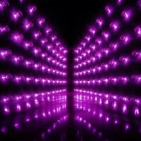 Bright purple LED wall lamps illuminate the background with incandescence For Social Media Post Size AI Generated photo