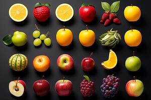 fotografía destacando el diversidad de frutas en uno colección ai generado foto