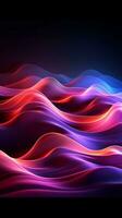 Dazzling neon waves under ultraviolet light create an abstract spectacle Vertical Mobile Wallpaper AI Generated photo