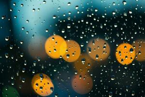 monzones belleza vaso ventana adornado con gotas de lluvia en el temporada ai generado foto