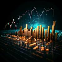 Graphed success Line graphs illustrate business, stock market performance intricacies For Social Media Post Size AI Generated photo