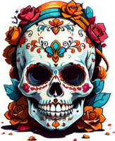 Sugar Skull Cartoon Clipart AI Generative png