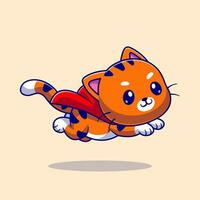 Cute Cat SuperHero Cartoon Vector Icon Illustration. Animal Nature Icon Concept Isolated Premium Vector. Flat Cartoon Style