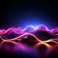 Glowing neon waves in an abstract, ultraviolet laser light show For Social Media Post Size AI Generated photo