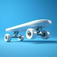 Minimalist 3D render, White skateboard frame on vibrant blue background For Social Media Post Size AI Generated photo
