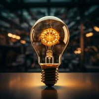 Iconic gear merges with held light bulb, portraying synergy and brilliance For Social Media Post Size AI Generated photo