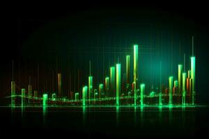 Green financial graph Stock markets profit and loss, upward trend AI Generated photo