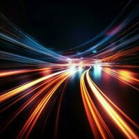 Abstract 3D power beams high speed light trails, futuristic motion blur For Social Media Post Size AI Generated photo