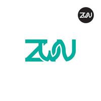 letra zwn monograma logo diseño vector
