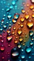 Vivid gradient mixed colors meet small raindrops, crafting a striking background Vertical Mobile Wallpaper AI Generated photo