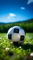 Play ball on the grass, A vibrant image of a ball on the field Vertical Mobile Wallpaper AI Generated photo