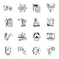 Collection of Glyph Style Sustainable Energy Icons vector