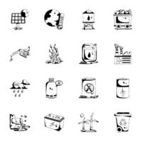 Energy and Environment Glyph Icons vector