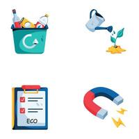 Bundle of Eco Power Flat Icons vector