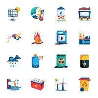 Energy and Environment Flat Icons vector